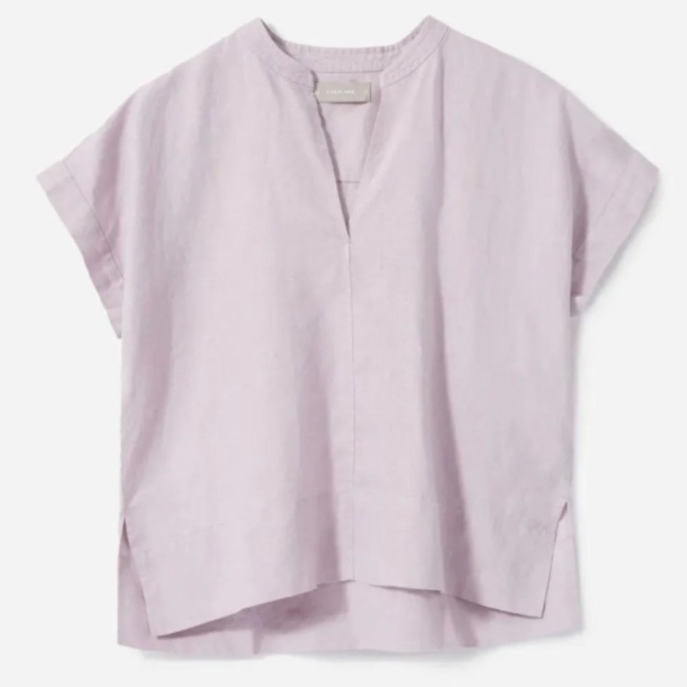 Everlane Linen Split-Neck Top (LAVENDER)